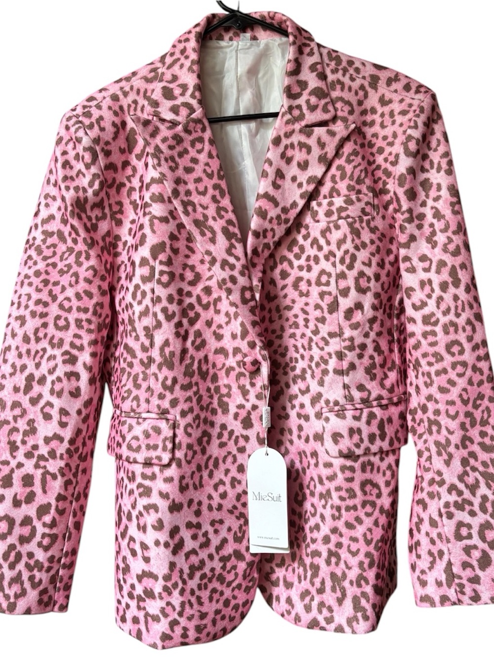 MieSuit Pink Leopard Print Blazer
